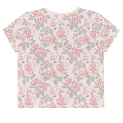 Cute Rose Vintage Cottagecore-Inspired Crop Tee