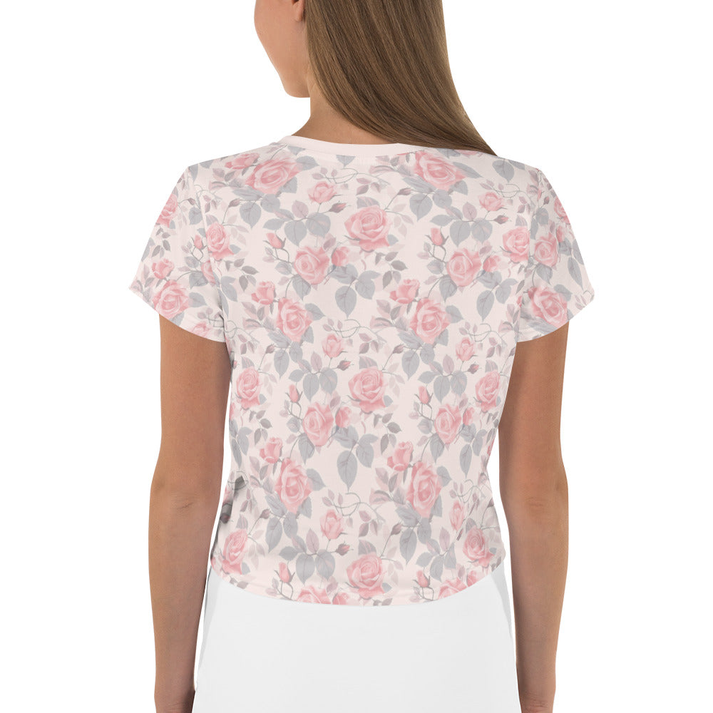 Cute Rose Vintage Cottagecore-Inspired Crop Tee