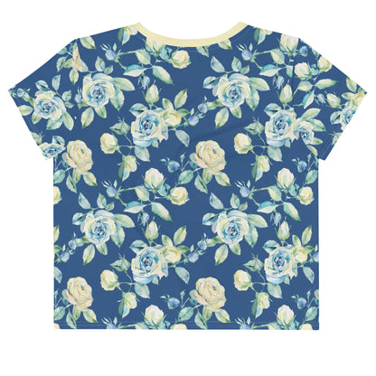 Blue Light Flower Vintage Cottagecore-Inspired Crop Tee