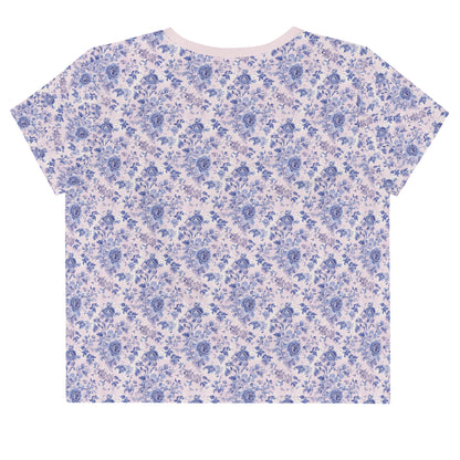 Lilac Rose Nostalgia Vintage Cottagecore-Inspired Crop Tee