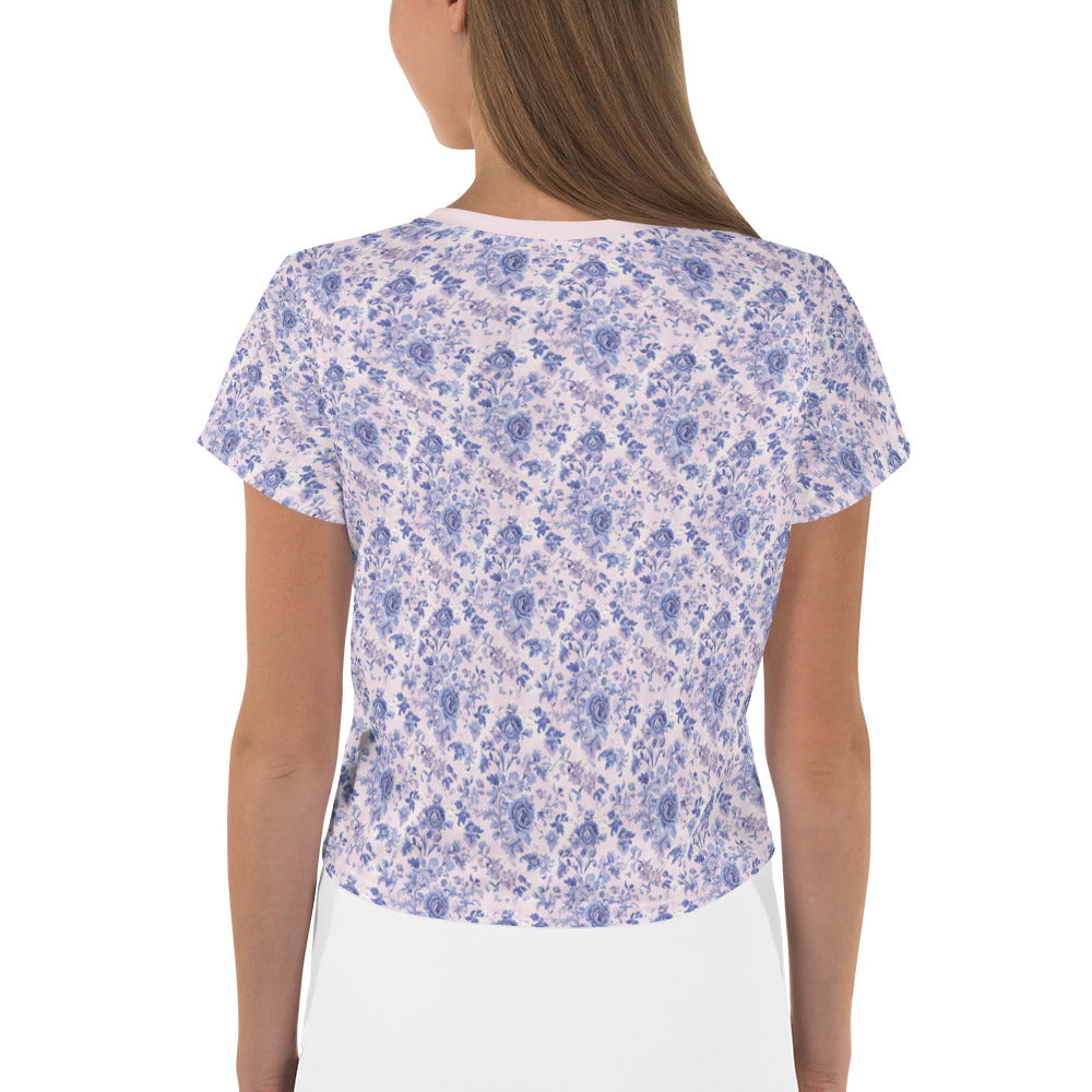 Lilac Rose Nostalgia Vintage Cottagecore-Inspired Crop Tee