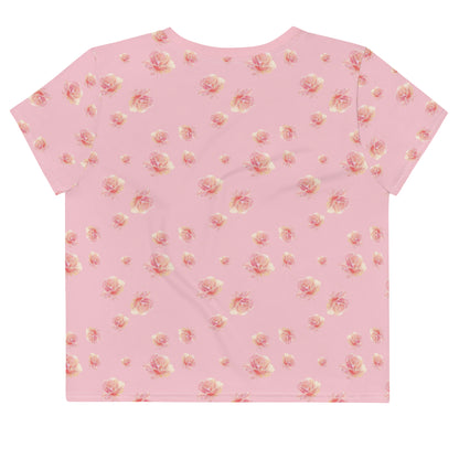 Pink Honey Rose Vintage Cottagecore-Inspired Crop Tee