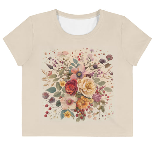 Creamed Flower Honey Vintage Cottagecore-Inspired Crop Tee