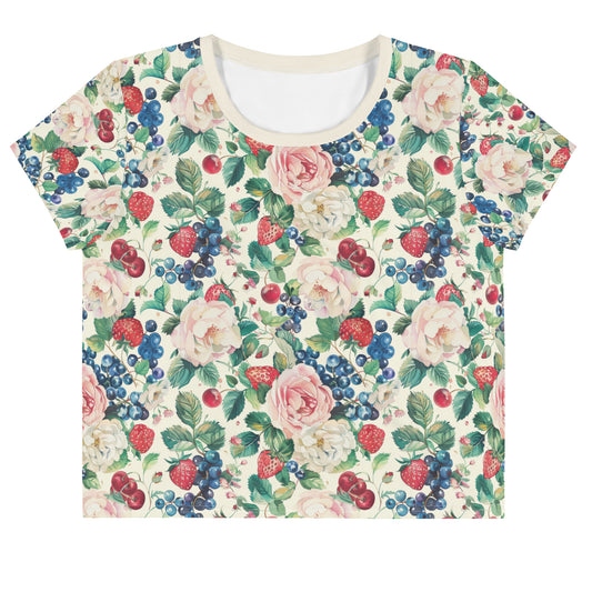 Berry Harvest Vintage Cottagecore-Inspired Crop Tee