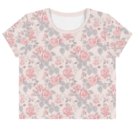 Cute Rose Vintage Cottagecore-Inspired Crop Tee