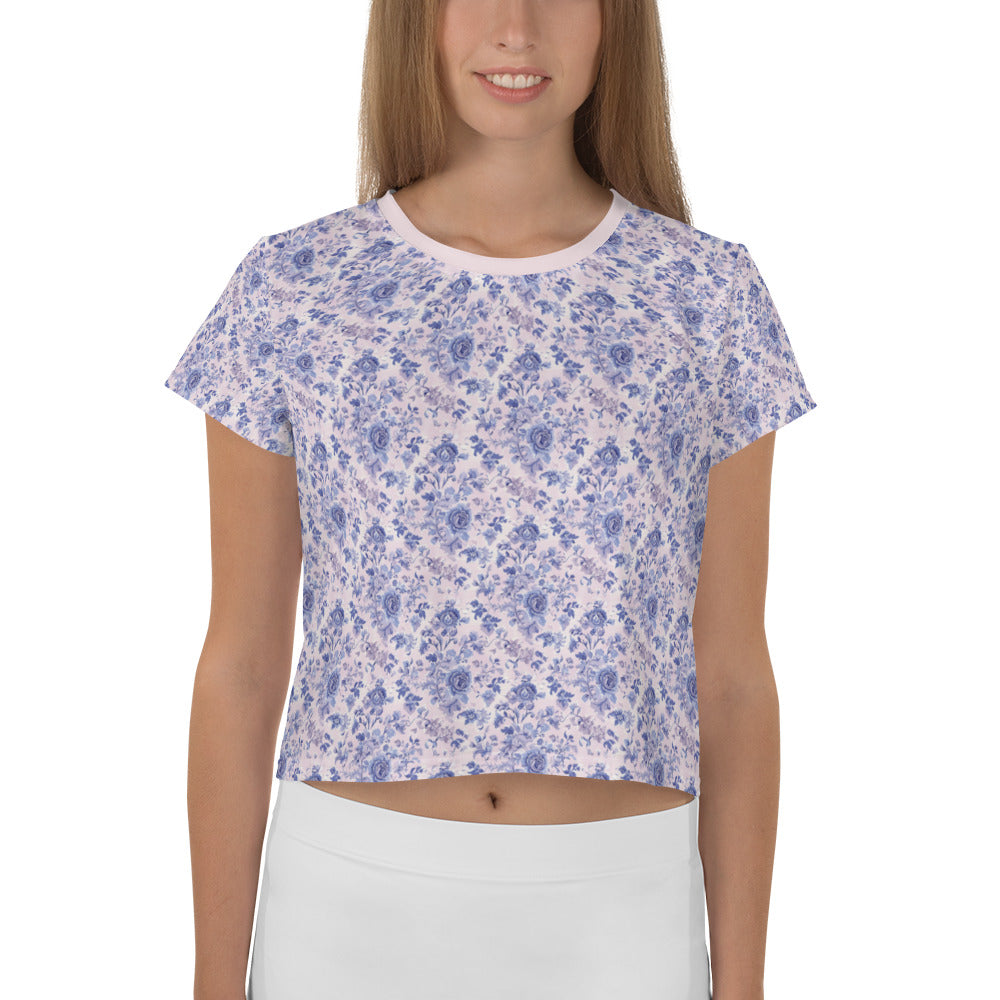 Lilac Rose Nostalgia Vintage Cottagecore-Inspired Crop Tee