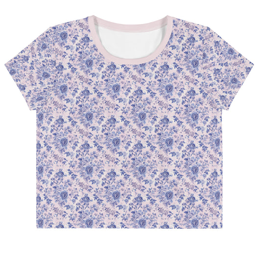 Lilac Rose Nostalgia Vintage Cottagecore-Inspired Crop Tee