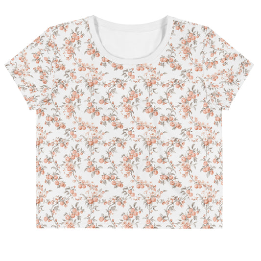 Peach Toile Vintage Cottagecore-Inspired Crop Tee