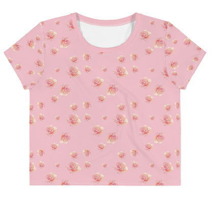 Pink Honey Rose Vintage Cottagecore-Inspired Crop Tee