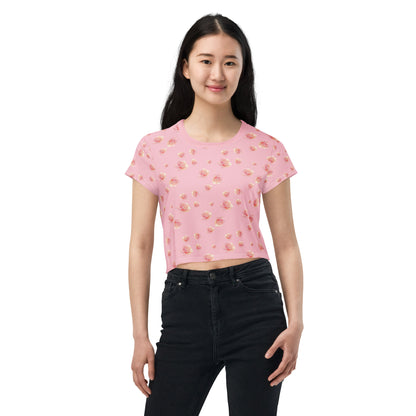 Pink Honey Rose Vintage Cottagecore-Inspired Crop Tee