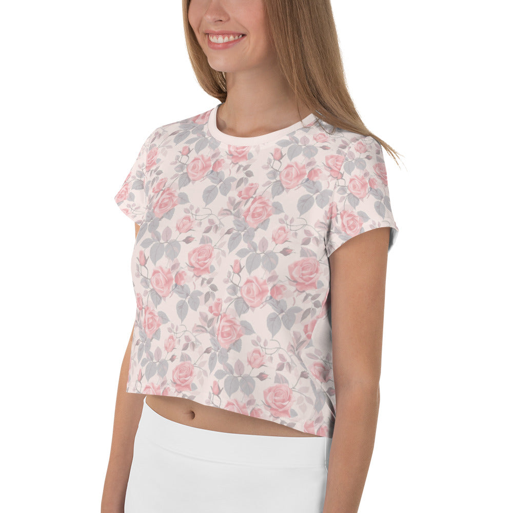 Cute Rose Vintage Cottagecore-Inspired Crop Tee