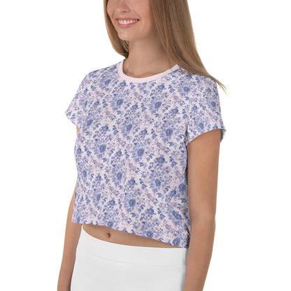 Lilac Rose Nostalgia Vintage Cottagecore-Inspired Crop Tee