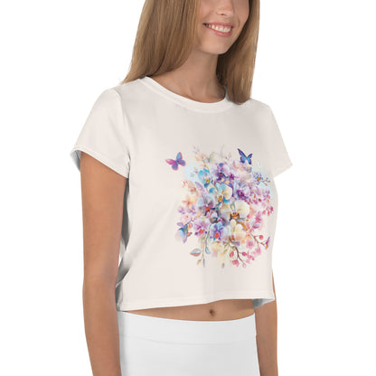 Orchid Butterfly Dream Vintage Cottagecore-Inspired Crop Tee