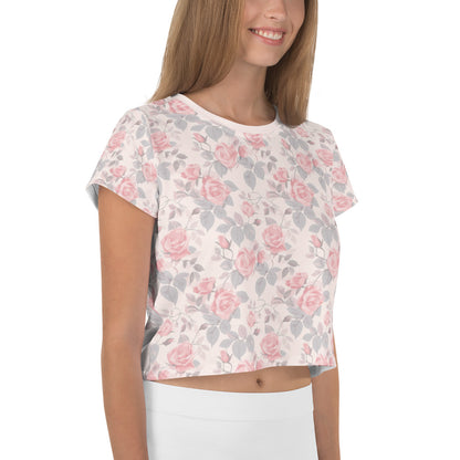 Cute Rose Vintage Cottagecore-Inspired Crop Tee