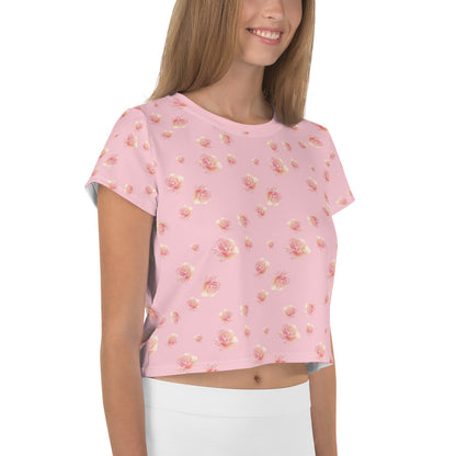 Pink Honey Rose Vintage Cottagecore-Inspired Crop Tee