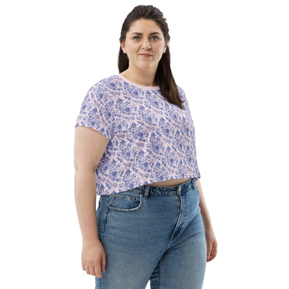 Lilac Rose Nostalgia Vintage Cottagecore-Inspired Crop Tee