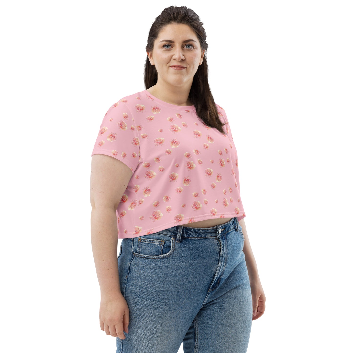 Pink Honey Rose Vintage Cottagecore-Inspired Crop Tee