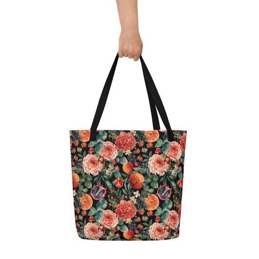 Citrus Scent Vintage Cottagecore-Inspired Large Tote Bag