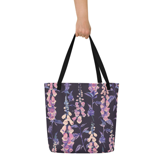 Foxglove Vintage Cottagecore-Inspired Large Tote Bag