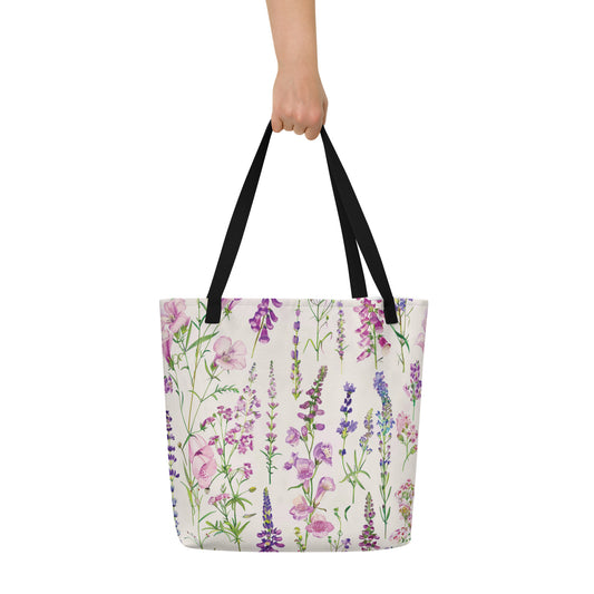 Cottage Garden Vintage Cottagecore-Inspired Large Tote Bag