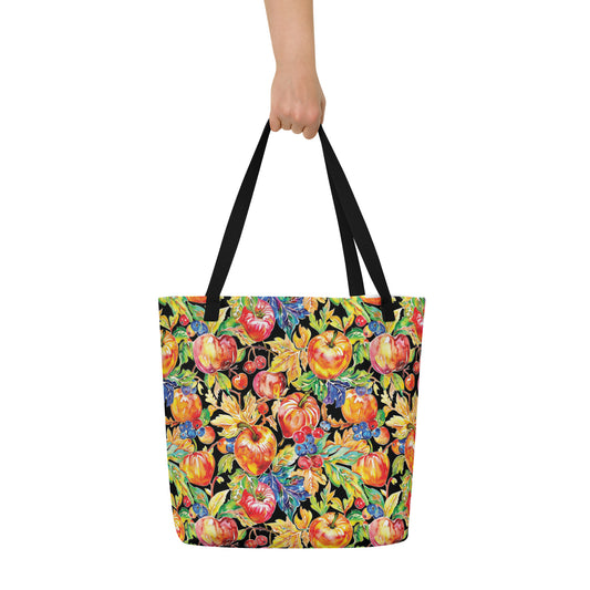 Autumnal Whispers Vintage Cottagecore-Inspired Large Tote Bag