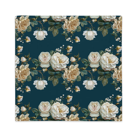 Navy  Blossom Garden  Vintage Cottagecore-Inspired Decorative Pillow Case