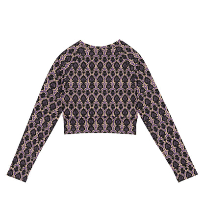 Victorian Filigree Dark Ambiance Long-Sleeve Crop Top