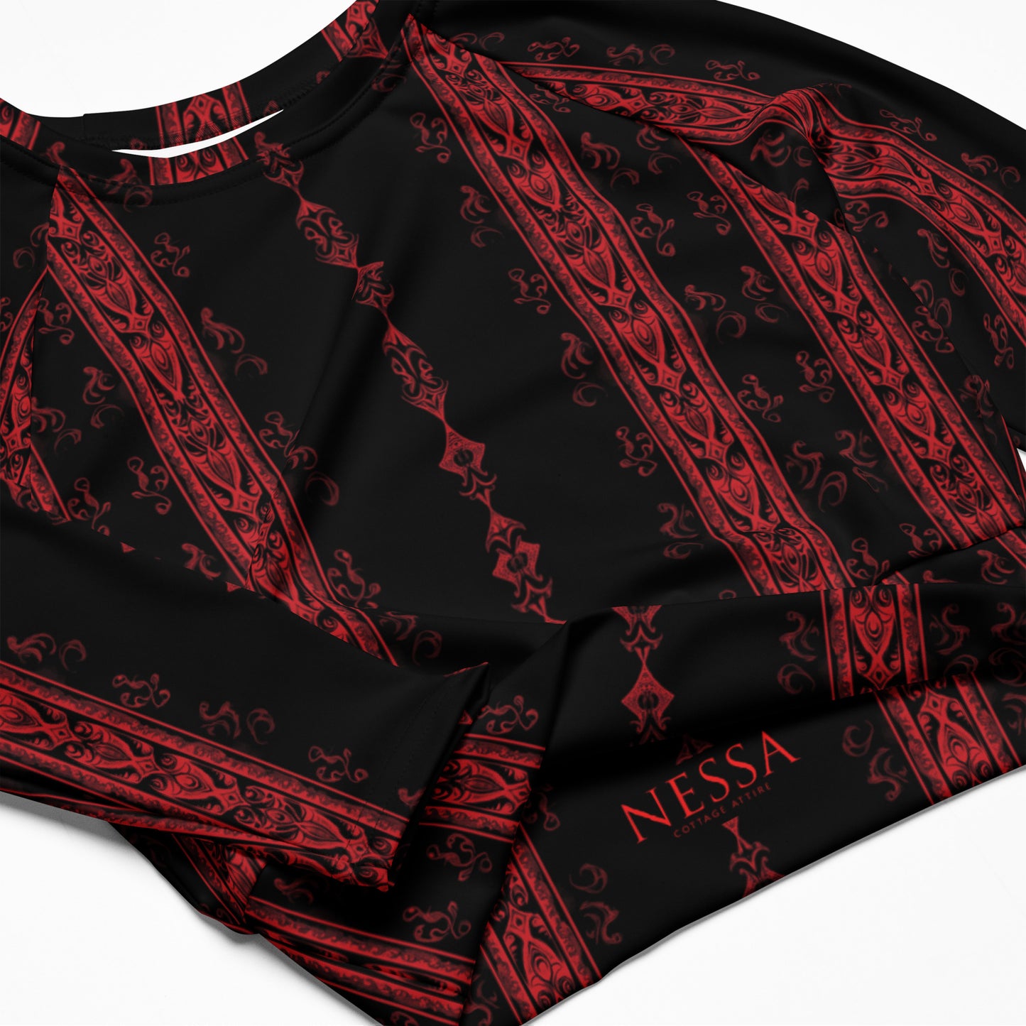 Zodiac Allusion Dark Ambiance Long-Sleeve Crop Top