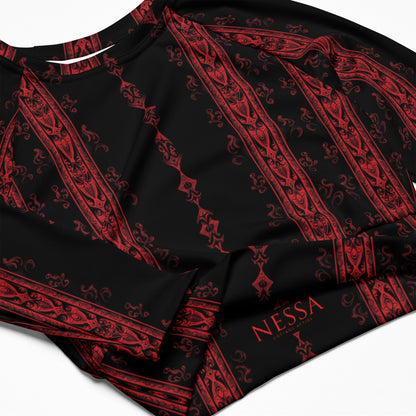 Zodiac Allusion Dark Ambiance Long-Sleeve Crop Top