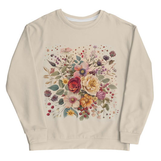 Creamed Flower Honey Vintage Cottagecore-Inspired Crewneck Sweater