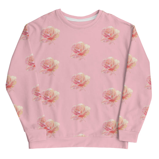 Pink Honey Rose Vintage Cottagecore-Inspired Crewneck Sweater