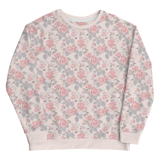 Cute Rose Vintage Cottagecore Cottagecore-Inspired Crewneck Sweater