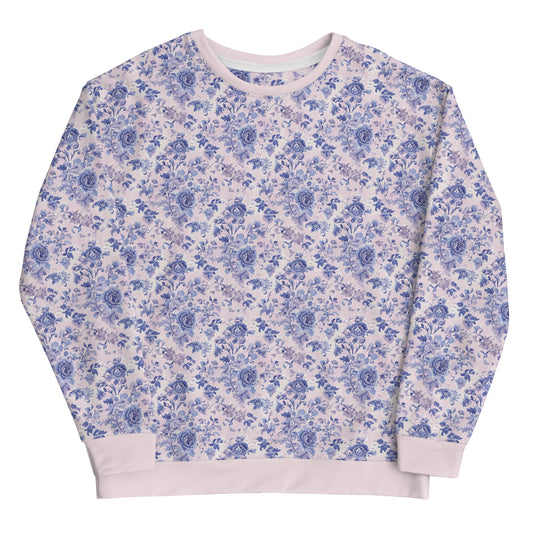 Lilac Rose Nostalgia Vintage Cottagecore-Inspired Crewneck Sweater