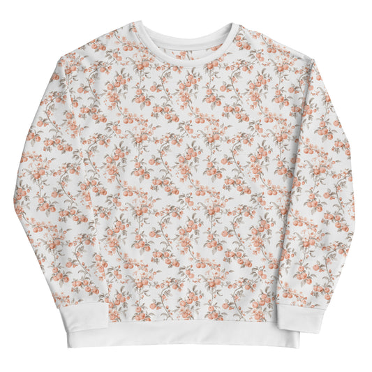 Peach Toile Vintage Cottagecore-Inspired Crewneck Sweater