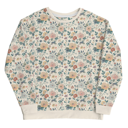 Classic Floral Vintage Cottagecore-Inspired Crewneck Sweater