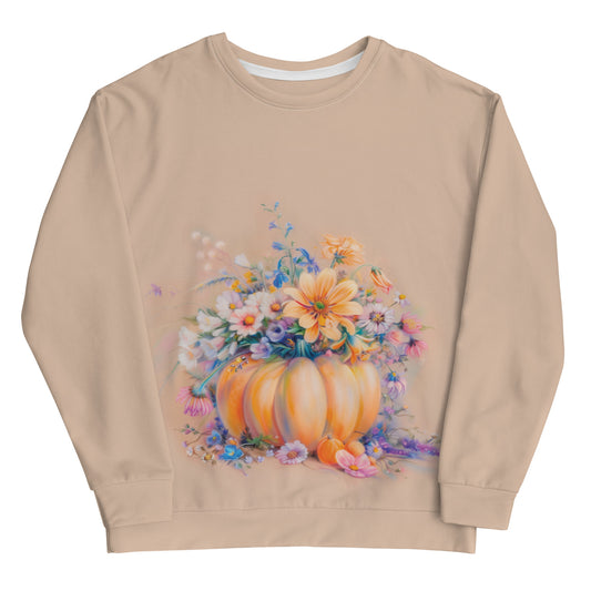 Cute Pastel Pumpkin Fall Cottagecore-Inspired Crewneck Sweater