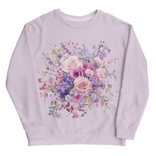 Lilac Enigma Vintage Cottagecore-Inspired Crewneck Sewater