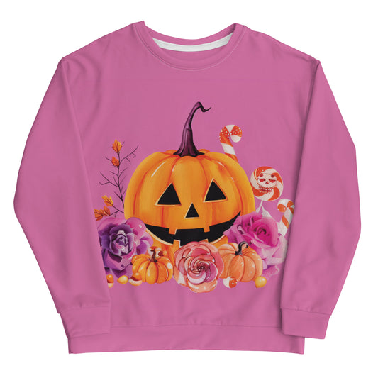 Candy Pumpkin Halloween Cottagecore-Inspired Crewneck Sweater