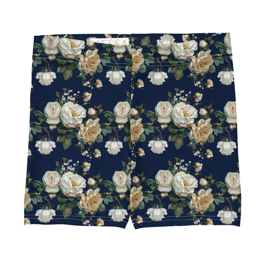 Midnight Petal Navy Vintage Cottagecore-Inspired Shorts