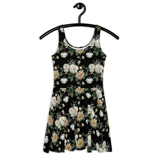 Noir Midnight Petal Vintage Cottagecore-Inspired Dress