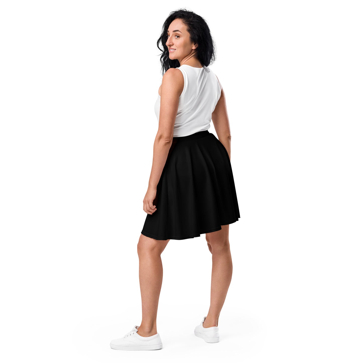 Black Flared Dark Ambiance Pull On Skirt