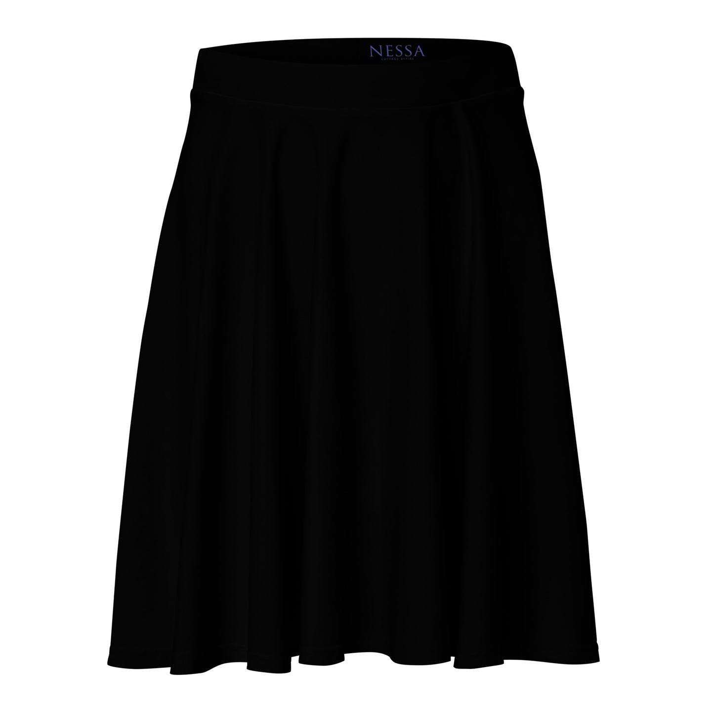 Black Flared Dark Ambiance Pull On Skirt