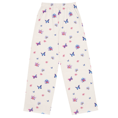 Orchid Butterfly Dream Vintage Cottagecore-Inspired Drawstring Waist Pants