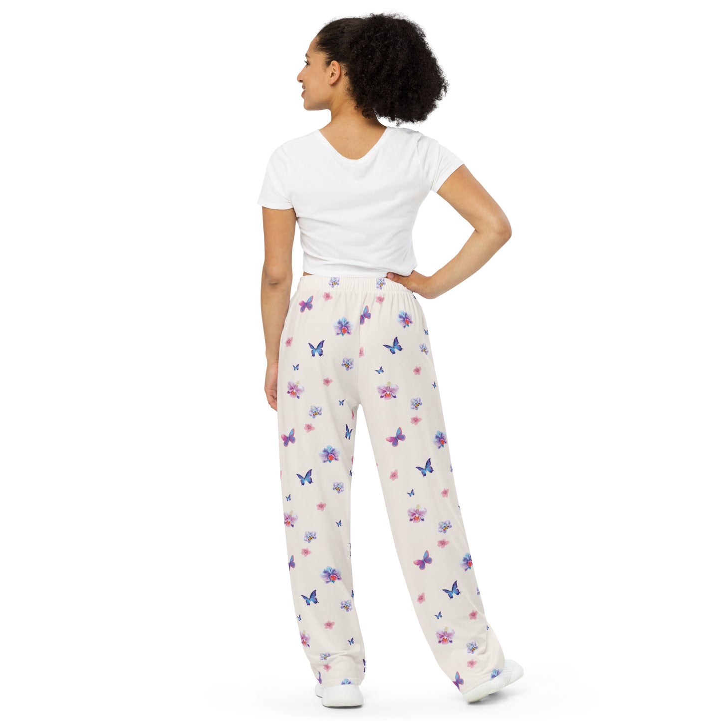 Orchid Butterfly Dream Vintage Cottagecore-Inspired Drawstring Waist Pants