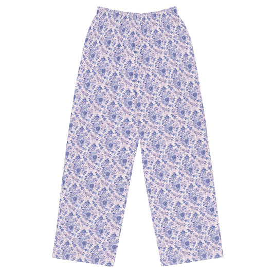 Lilac Rose Nostalgia Vintage Cottagecore-Inspired Drawstring Waist Pants