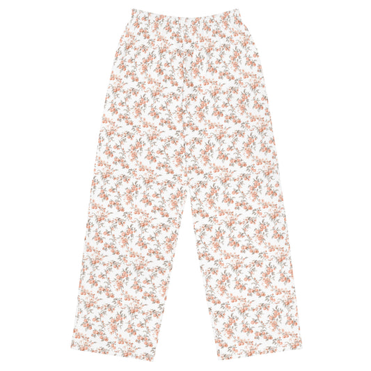 Peach Toile Vintage Cottagecore-Inspired Drawstring Waist Pants