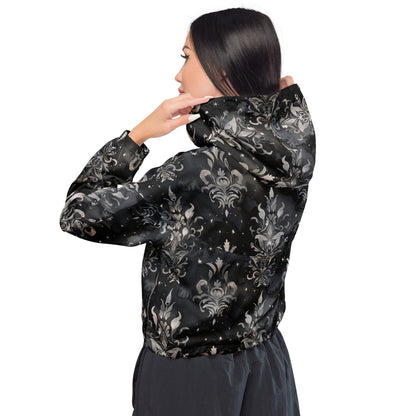 Black Magic Damask Dark Ambiance Cropped Windbreaker