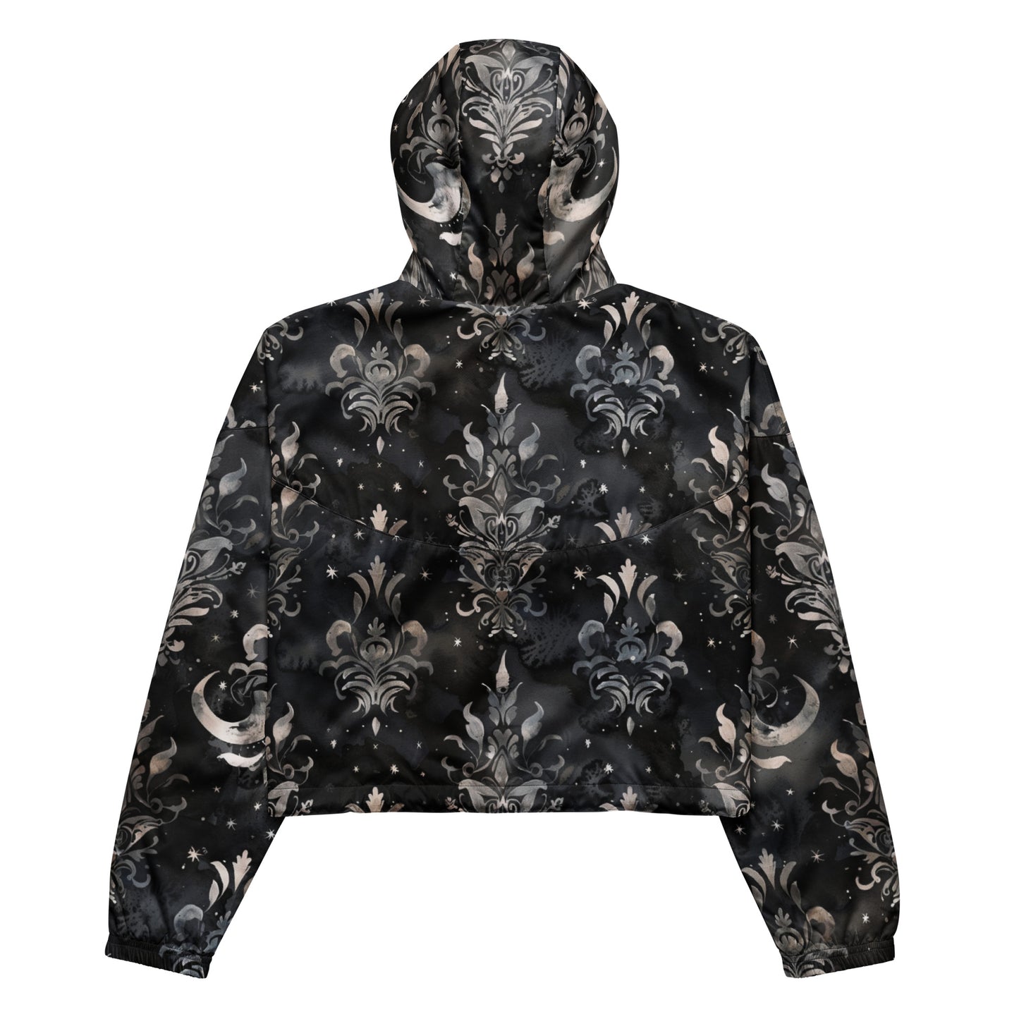 Black Magic Damask Dark Ambiance Cropped Windbreaker