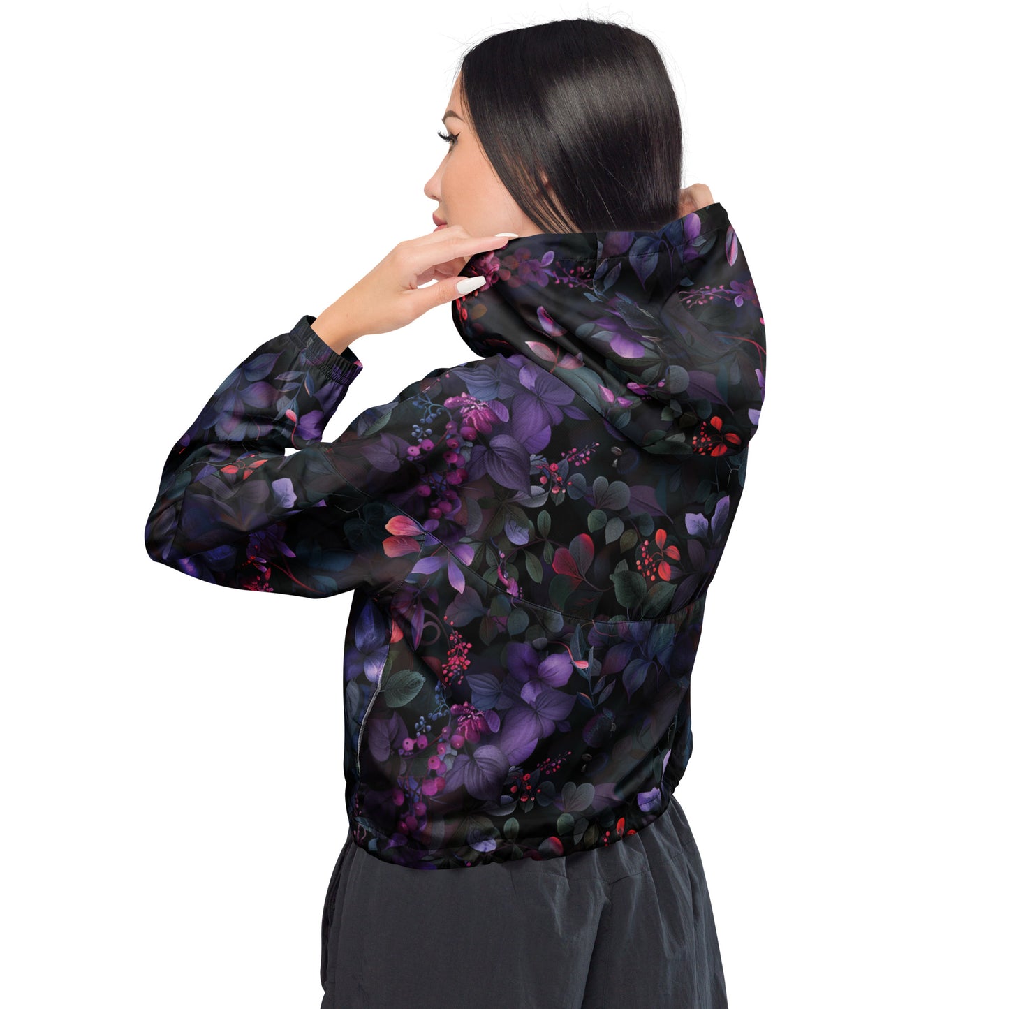 Nocturnal Bloom Dark Ambiance Cropped Windbreaker