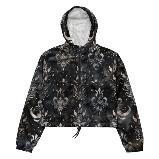 Black Magic Damask Dark Ambiance Cropped Windbreaker